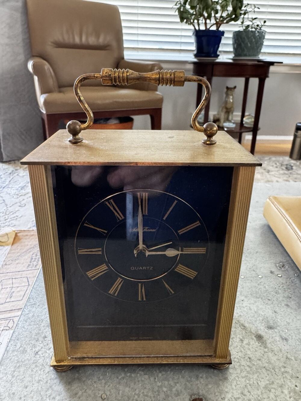 Seth Thomas Brass Quartz Carriage Mantel Clock Model 422